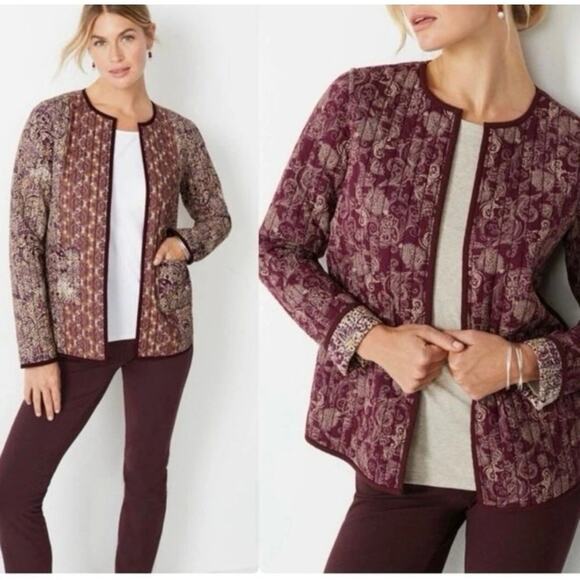 Pure Jill J. Jill Reversible Cotton Quilted Jacket Floral - Picture 1 of 10